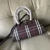 Burberry Check Canvas Bowling Bag with Leather Trim 33.5×12.5×17cm #B65004