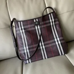 Burberry Check Canvas Shoulder Bag with EKD Logo 28.5×11.5×31cm #B65005