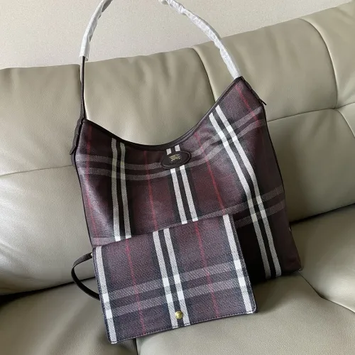 Burberry Check Cotton Canvas Hobo Tote Bag 35.5×15×38cm #B65003