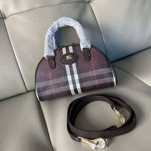 Burberry Mini Check Canvas Bowling Top Handle Bag 19.5×9×12cm #B65010