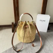 CLARA CELINE CLASSIC PANIER IN RAFFIA AND CALFSKIN #B49125