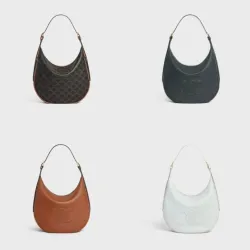 Celine Ava Hobo Bag - Multiple Colors (Monogram, Black, Tan, White), Signature Triomphe Logo, Timeless Luxury Shoulder Bag for Women #B56726