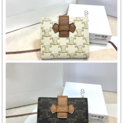 Celine Leather Wallet with Triomphe Closure #B46184