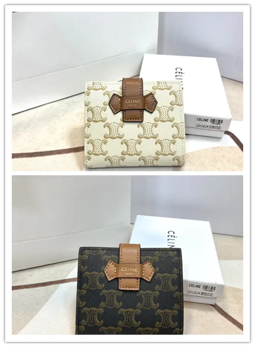 Celine Leather Wallet with Triomphe Closure #B46184