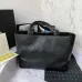 CHANEL Calfskin Quilted Book Pocket Shopping Tote Black #B48985