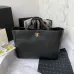 CHANEL Calfskin Quilted Book Pocket Shopping Tote Black #B48985