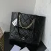 CHANEL Calfskin Quilted Pocket Shopping Tote Black #B48998