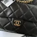 CHANEL Calfskin Quilted Pocket Shopping Tote Black #B48998