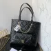 CHANEL Calfskin Quilted Pocket Shopping Tote Black #B48998