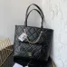 CHANEL Calfskin Quilted Pocket Shopping Tote Black #B48998