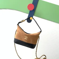 Chanel AP5277 Two Tone Suede Lunch Box Crossbody Bag Gold CC Chain Shoulder Handbag #B65968