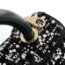 Chanel AS2215 Mini Coco Sequin Tweed Top Handle Bag Gold CC Chain Crossbody Handbag #B65967