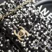 Chanel AS2215 Mini Coco Sequin Tweed Top Handle Bag Gold CC Chain Crossbody Handbag #B65967