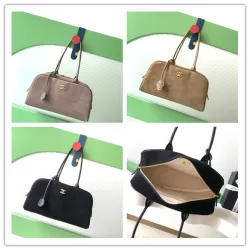 Chanel AS6211 Suede Quilted Boston Doctor Bag Gold CC Top Handle Shoulder Handbag #B65965