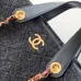 Chanel Black Felt Tote Quilted  Soft Textured  Calfskin Handle Metallic Chain #B60134