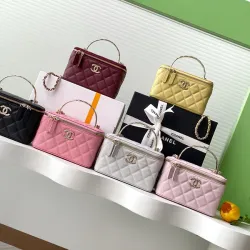 Chanel Lambskin Quilted Metal Small Top Handle Vanity Case #B50296