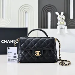 Chanel Mini Rectangular Flap with Top Handle Black Lambsk #B50104