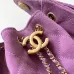 Chanel Mini Suede Bucket Bag  Retro Coin Button  Drawstring  Quilted  Classic Chain #B60133
