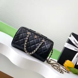 Chanel Mini Timeless Classic Barrel Bag with Chain Black #B49660
