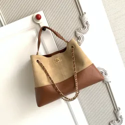Chanel S5634 Suede & Leather Tote Bag with Chain Strap Size 36x24x12CM #B62903