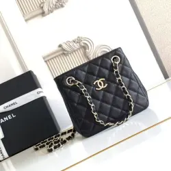 CHANEL Caviar Quilted Mini Bucket Bag Black #B49661