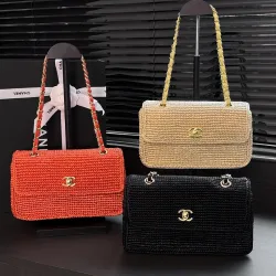 Chanel Coco Beach Woven Flap Chain Shoulder Bag AS6088 16‑25.5‑7 #A68078
