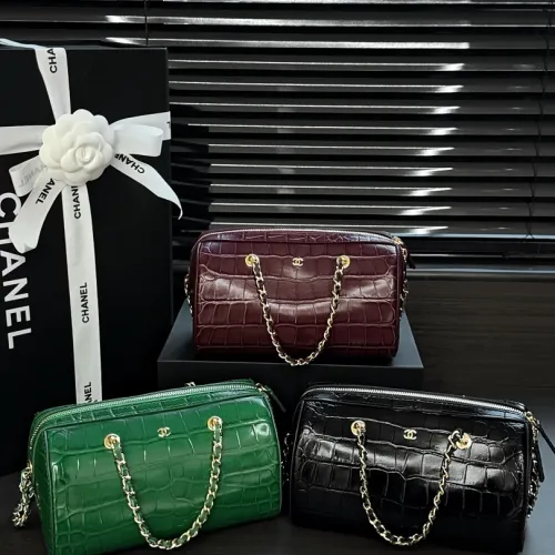 Chanel Croc‑Embossed Boston Tube Bowling Chain Crossbody AP5480 12‑19‑9 #A68085
