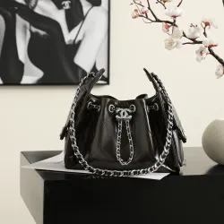 Chanel Mini Hobo 5631 Shiny Denim Leather Chain Shoulder Bag 5631, 21-22-11 cm #A67470