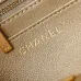 Chanel Mini Pearl Top Handle Flap Bag Metallic Gold Lambskin Brushed Gold Hardware #B49067