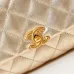 Chanel Mini Pearl Top Handle Flap Bag Metallic Gold Lambskin Brushed Gold Hardware #B49067