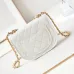 Chanel Mini Round Messenger Flap Bag White Caviar Antique Gold Hardware #B49057
