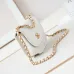 Chanel Mini Round Messenger Flap Bag White Caviar Antique Gold Hardware #B49057