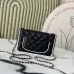 Chanel Mini flap bag, Lambskin & gold-tone metal, white & black  #B49255