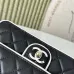 Chanel Mini flap bag, Lambskin & gold-tone metal, white & black  #B49255