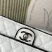 Chanel Mini flap bag, Lambskin & gold-tone metal, white & black  #B49255