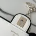 Chanel Mini flap bag, Lambskin & gold-tone metal, white & black  #B49255