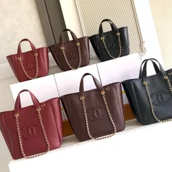 Chanel Shopping Tote Bag Calfskin Chain Shoulder Handbag AS6200 #A68077
