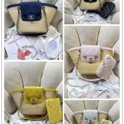 Chanel Straw Leather Basket Bag AS5951 18×41×13cm #B67264
