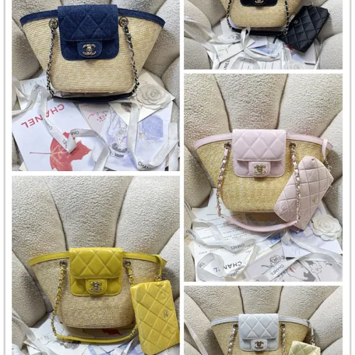 Chanel Straw Leather Basket Bag AS5951 18×41×13cm #B67264