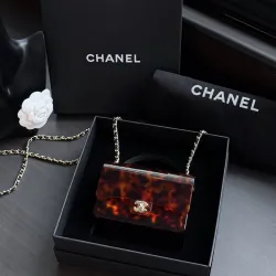 Chanel Tortoiseshell Acrylic Chain Crossbody AS6020 #B66162