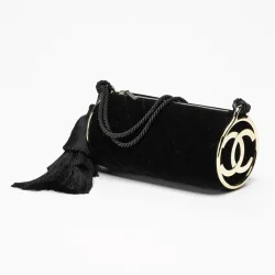 Chanel Velvet Tassel Tube Evening Bag Chain Shoulder Crossbody 5310 12‑23.5‑12 #A68086