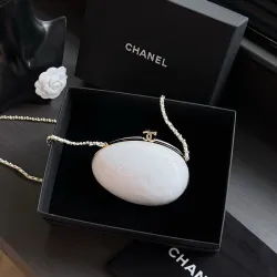 Chanel White Acrylic Oval Evening Clutch AS6269 #B66161