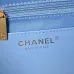 Chanel Women's Denim Tote Bag - Quilted Design, Light Blue Denim Fabric, Gold-Tone CC Logo & Chain Strap with Lock Detail, Spacious Luxury Handbag with Functional Pockets #B56722