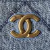Chanel Women's Denim Tote Bag - Quilted Design, Light Blue Denim Fabric, Gold-Tone CC Logo & Chain Strap with Lock Detail, Spacious Luxury Handbag with Functional Pockets #B56722
