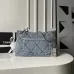 Chanel Women's Denim Tote Bag - Quilted Design, Light Blue Denim Fabric, Gold-Tone CC Logo & Chain Strap with Lock Detail, Spacious Luxury Handbag with Functional Pockets #B56722