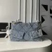 Chanel Women's Denim Tote Bag - Quilted Design, Light Blue Denim Fabric, Gold-Tone CC Logo & Chain Strap with Lock Detail, Spacious Luxury Handbag with Functional Pockets #B56722