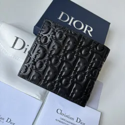DIOR MEN Diorissimo Pattern Embossed Leather Bifold Wallet #B49992