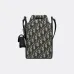 Dior 93941 Original Version 2025 Winter Men's Bucket Bag - Black Grained Leather, Detachable Pouch (Size: 13.5x22x7cm) #B59471