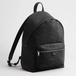 Dior 93968 Rider Oblique Embossed Leather Backpack CD Buckle Adjustable Strap Laptop Daypack #B65994