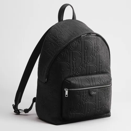 Dior 93968 Rider Oblique Embossed Leather Backpack CD Buckle Adjustable Strap Laptop Daypack #B65994